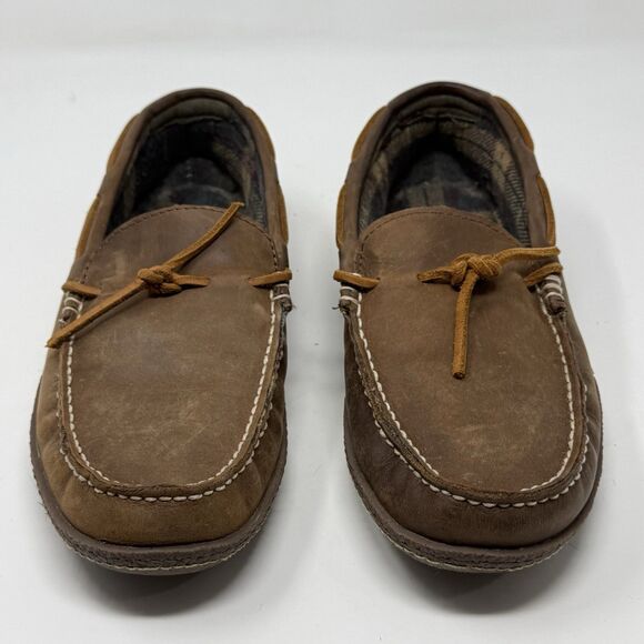 LL Bean Slippers Mens 11 M Brown Leather Flannel Lined Comfort Indoor Outdoor main image 14